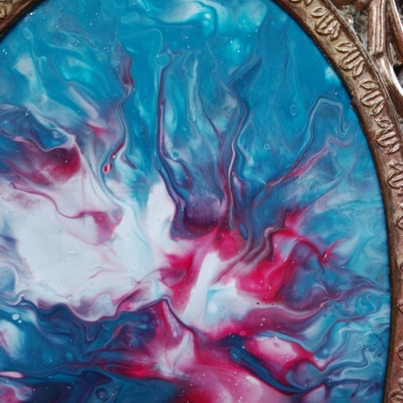 "Ghostly Reflections" Vintage Italy Ornate Frame Pour Painted - Picture 6 of 8